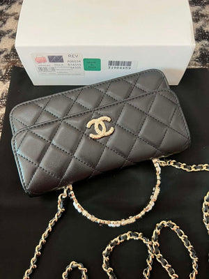 Chanel A96034 Woc Wallet on Chain With Small flower Handle Black Lambskin - Default Title - View 6