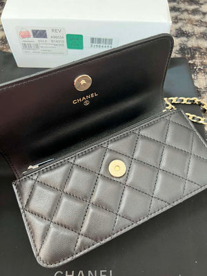 Chanel A96034 Woc Wallet on Chain With Small flower Handle Black Lambskin - Default Title - View 7