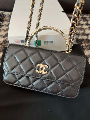 Chanel A96034 Woc Wallet on Chain With Small flower Handle Black Lambskin - Default Title - View 9