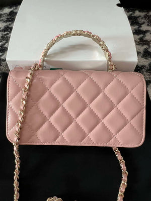 Chanel A96034 Woc Wallet on Chain With Small flower Handle Pink Lambskin - Default Title - View 3