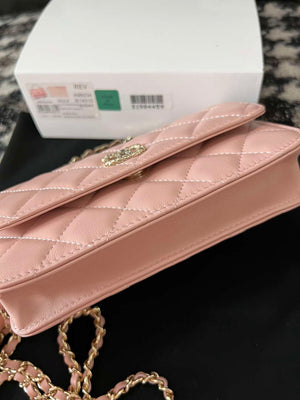 Chanel A96034 Woc Wallet on Chain With Small flower Handle Pink Lambskin - Default Title - View 4