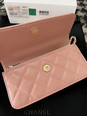 Chanel A96034 Woc Wallet on Chain With Small flower Handle Pink Lambskin - Default Title - View 6