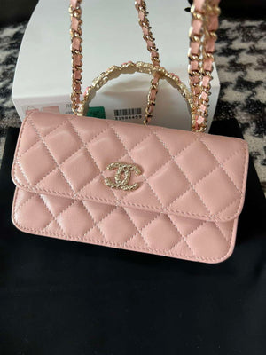 Chanel A96034 Woc Wallet on Chain With Small flower Handle Pink Lambskin - Default Title - View 8
