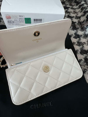 Chanel A96034 Woc Wallet on Chain With Small flower Handle White Lambskin - Default Title - View 7