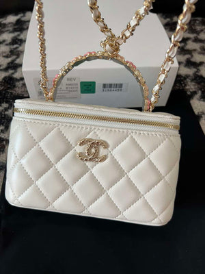 Chanel A96035 CLUTCH Lambskin Vanity Box bag White - Default Title - View 9