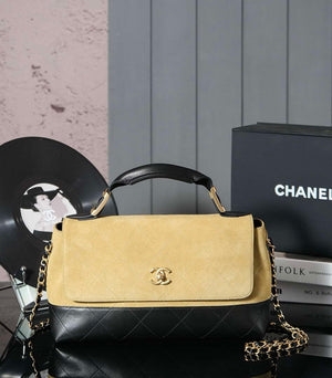Chanel A99002 Shopping Bag 25P Diamond Basket Shopping Bag Black and Tan - Default Title - View 1