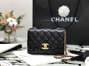 Chanel A99105 Top Handle Box bag Lambskin 17 Black and Gold - Default Title - View 1