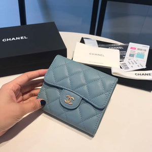 Chanel AP0231 Classic Small FLAP Wallet Calfskin Blue Gold - Default Title - View 2
