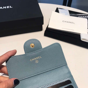 Chanel AP0231 Classic Small FLAP Wallet Calfskin Blue Gold - Default Title - View 7