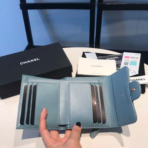 Chanel AP0231 Classic Small FLAP Wallet Calfskin Blue Gold - Default Title - View 8