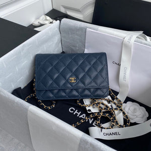 Chanel AP0250 Wallet on Chain Grained Calfskin A33814 Navy Blue - Default Title - View 1