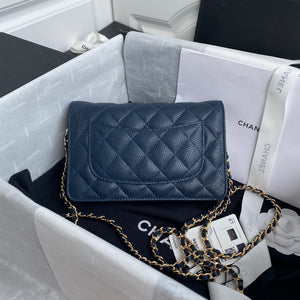 Chanel AP0250 Wallet on Chain Grained Calfskin A33814 Navy Blue - Default Title - View 2