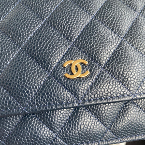 Chanel AP0250 Wallet on Chain Grained Calfskin A33814 Navy Blue - Default Title - View 3