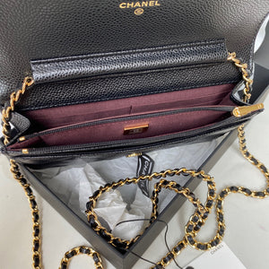 Chanel AP0250 Wallet on Chain Grained Calfskin A33814 Black Gold - Default Title - View 7