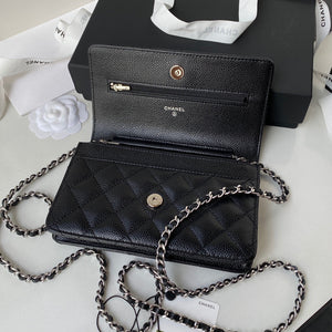 Chanel AP0250 Wallet on Chain Grained Calfskin A33814 Black Silver - Default Title - View 5
