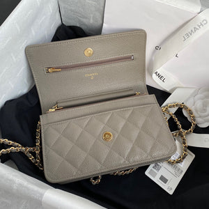 Chanel AP0250 Wallet on Chain Grained Calfskin A33814 Gray - Default Title - View 9