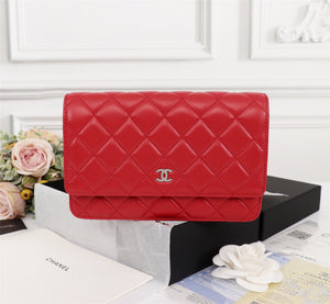 Chanel AP0250 Wallet on Chain Lambskin A33814 Red Silver - Default Title - View 1