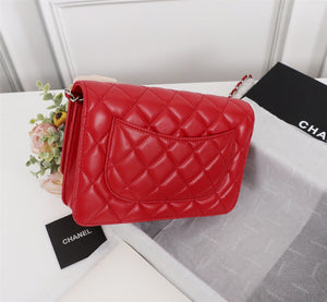 Chanel AP0250 Wallet on Chain Lambskin A33814 Red Silver - Default Title - View 3