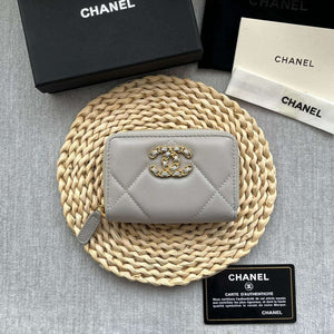 Chanel AP0945 CARD HOLDER Lambskin Gray - Default Title - View 1