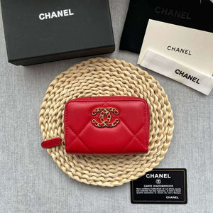 Chanel AP0945 CARD HOLDER Lambskin Red - Default Title - View 1