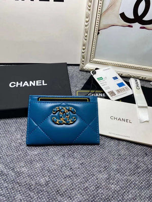 Chanel AP0960 19 CLASSIC CARD HOLDER Lambskin Blue - Default Title - View 1