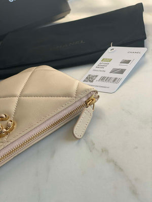 Chanel AP1059 Pouche Lambskin bag Wallet Card Holder Beige - Default Title - View 4