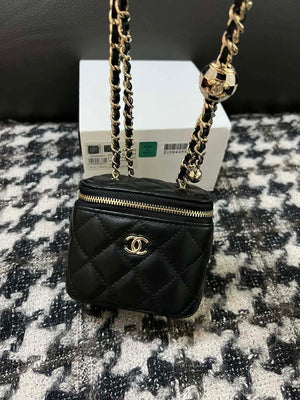 Chanel AP1447 Small Vanity With Chain Calfskin Black - Default Title - View 7