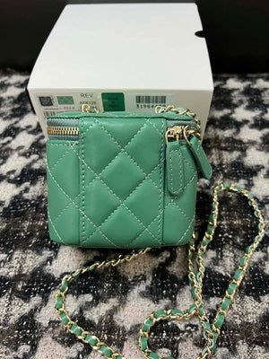 Chanel AP1447 Small Vanity With Chain Calfskin Green - Default Title - View 4
