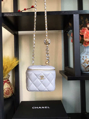 Chanel AP1447 small Vanity with chain lambskin gold Light Purple - Default Title - View 1