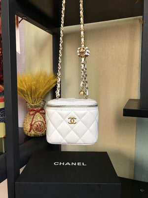 Chanel AP1447 small Vanity with chain lambskin gold White - Default Title - View 1