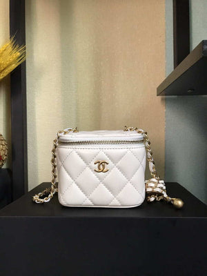 Chanel AP1447 small Vanity with chain lambskin gold White - Default Title - View 4