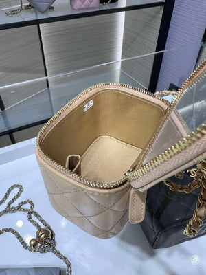 Chanel AP1447 small Vanity with chain lambskin gold Adjustable small gold balls Apricot - Default Title - View 9
