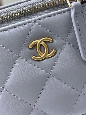Chanel AP1447 small Vanity with chain lambskin gold Adjustable small gold balls Gray - Default Title - View 5