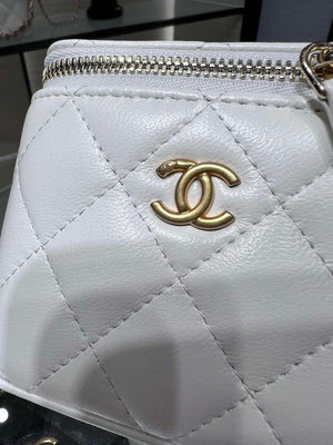 Chanel AP1447 small Vanity with chain lambskin gold Adjustable small gold balls White - Default Title - View 5