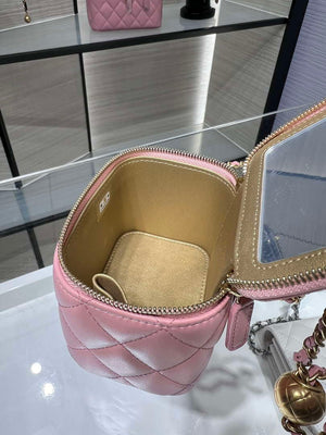 Chanel AP1447 small Vanity with chain lambskin gold Adjustable small gold balls Pink - Default Title - View 8