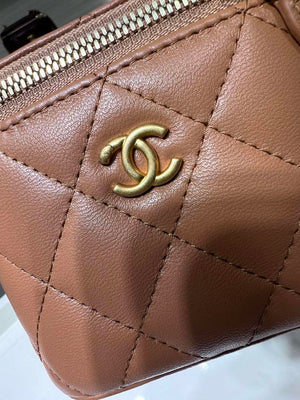 Chanel AP1447 small Vanity with chain lambskin gold Adjustable small gold balls Brown - Default Title - View 5