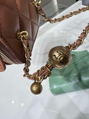Chanel AP1447 small Vanity with chain lambskin gold Adjustable small gold balls Brown - Default Title - View 7