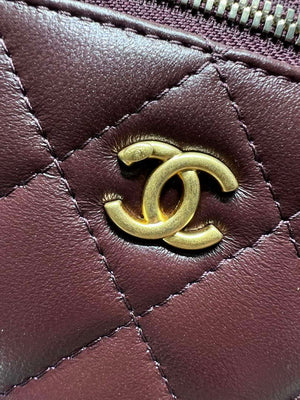 Chanel AP1447 small Vanity with chain lambskin gold Adjustable small gold balls Wine Red - Default Title - View 5