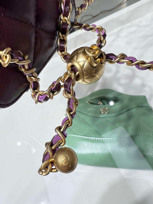 Chanel AP1447 small Vanity with chain lambskin gold Adjustable small gold balls Wine Red - Default Title - View 7