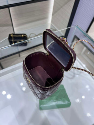 Chanel AP1447 small Vanity with chain lambskin gold Adjustable small gold balls Wine Red - Default Title - View 8