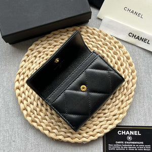 Chanel AP1790 19 flap Card Holder shiny lambskin gold tone ruthenium finish metal Black - Default Title - View 7