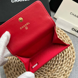 Chanel AP1790 19 flap Card Holder shiny lambskin gold tone ruthenium finish metal Red - Default Title - View 9