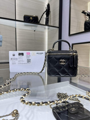 Chanel AP2198 Small Vanity With Chain and Top Handle Bag Lambskin Black - Default Title - View 1