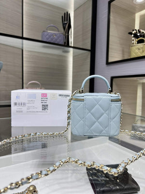Chanel Small Vanity With Chain and Top Handle Bag Lambskin AP2198 Blue - Default Title - View 2