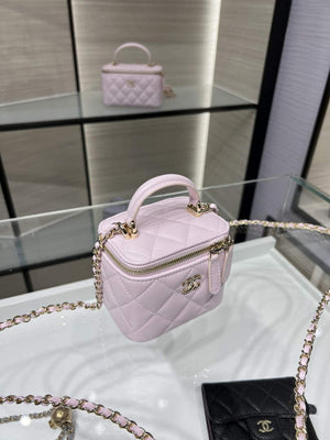 Chanel Small Vanity With Chain and Top Handle Bag Lambskin AP2198 Pink - Default Title - View 3