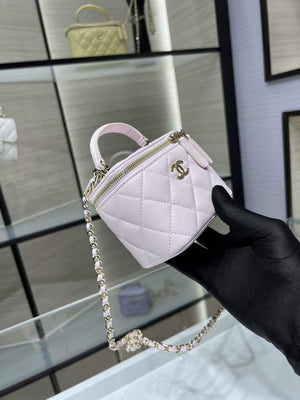 Chanel Small Vanity With Chain and Top Handle Bag Lambskin AP2198 Pink - Default Title - View 6