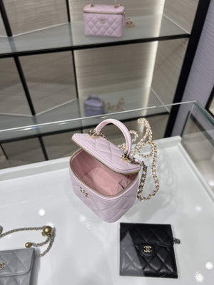 Chanel Small Vanity With Chain and Top Handle Bag Lambskin AP2198 Pink - Default Title - View 7