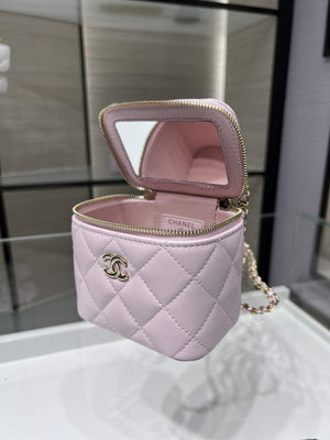 Chanel Small Vanity With Chain and Top Handle Bag Lambskin AP2198 Pink - Default Title - View 8