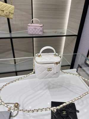 Chanel AP2198 Small Vanity With Chain and Top Handle Bag Lambskin White - Default Title - View 3