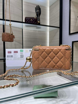 Chanel AP2303 Clutch With Chain in Lambskin gold balls Brown - Default Title - View 2